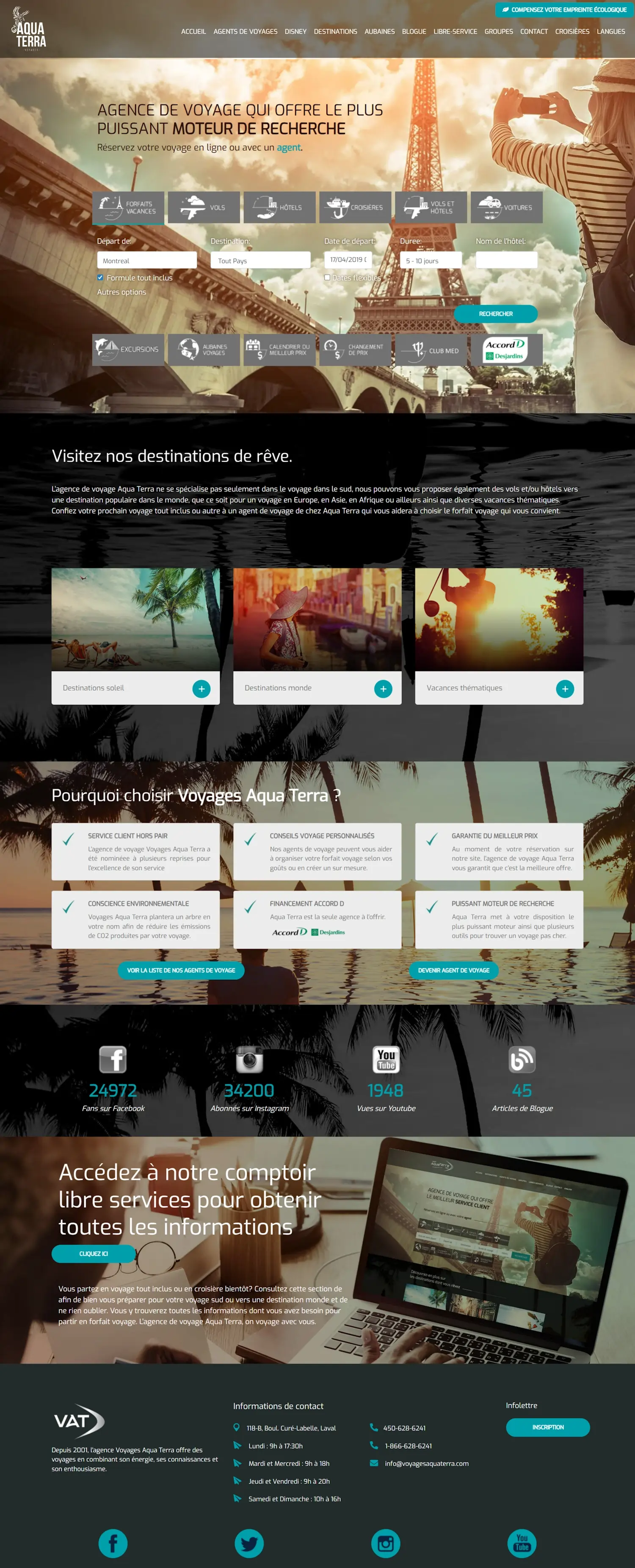 Conception site web pour Voyages Aquaterra
