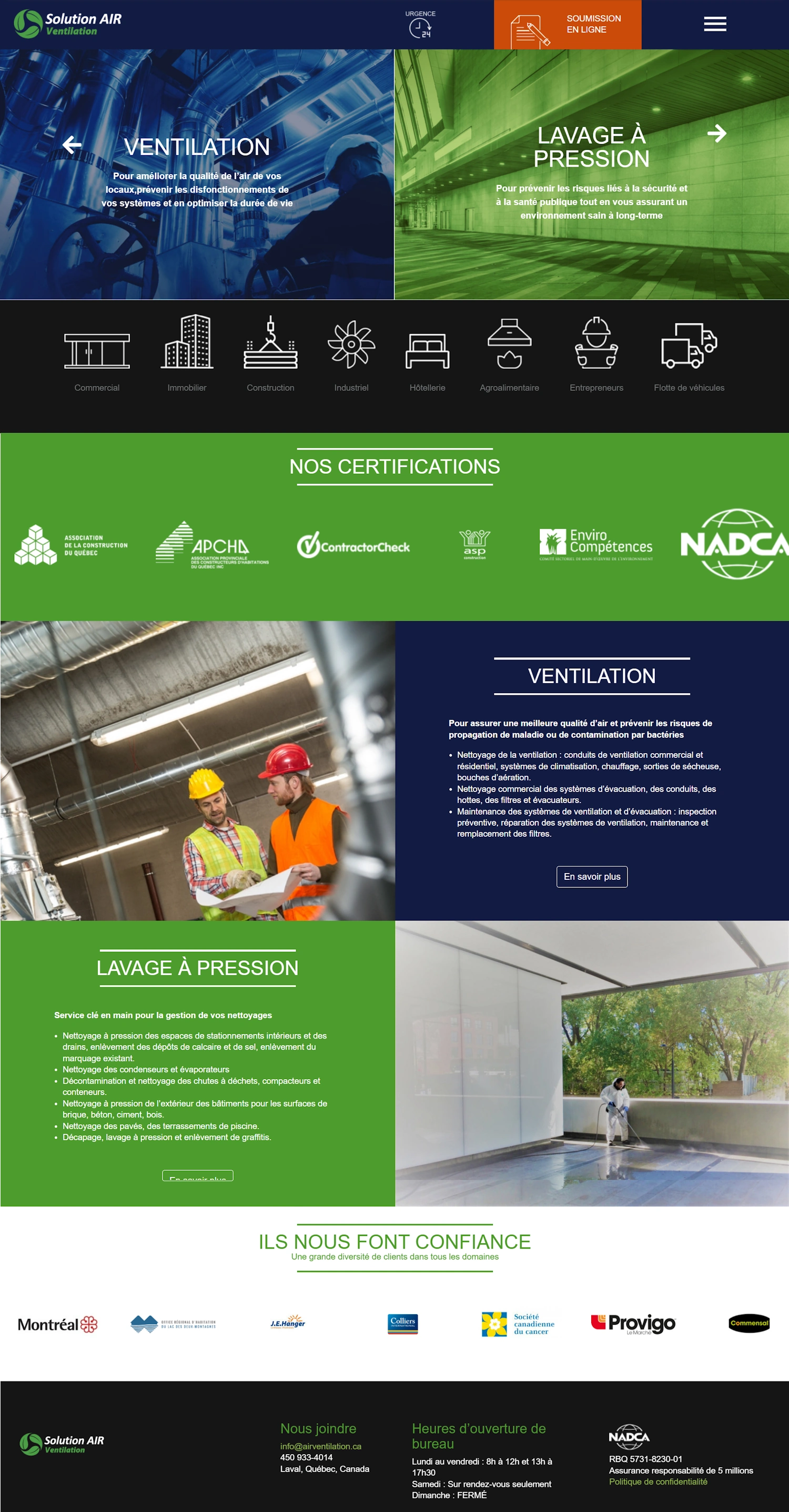 Conception site web pour Solution Air