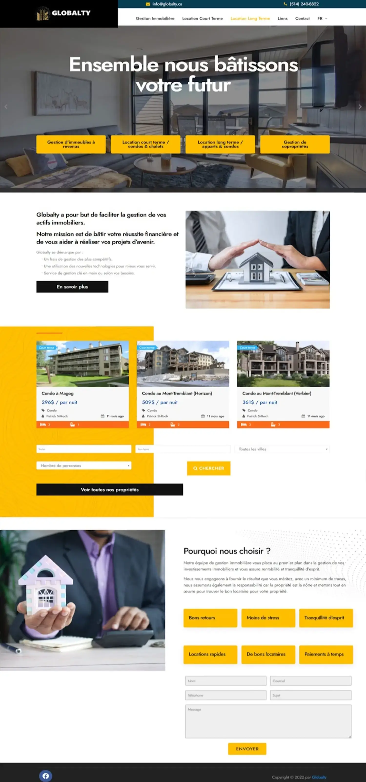 Conception site web pour Globalty - Agence Experts NetWeb