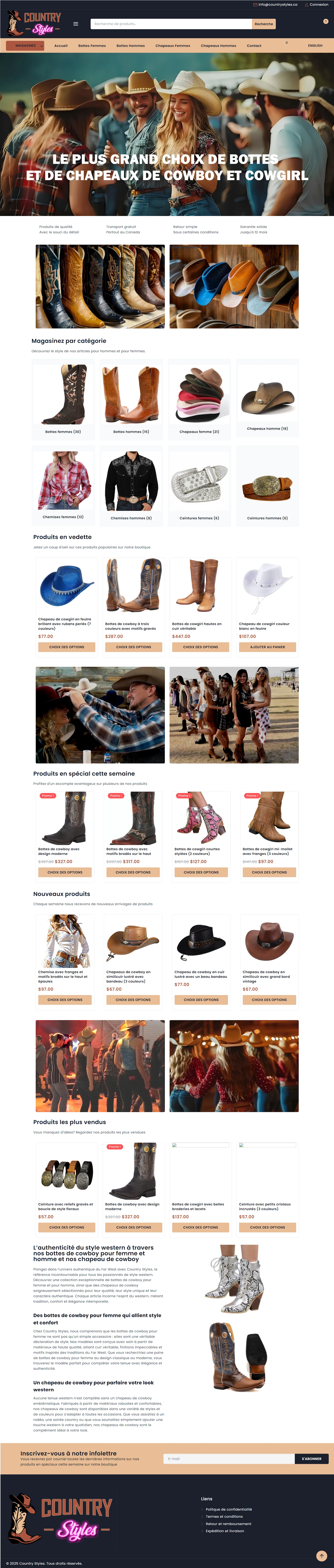 Conception site web pour Country Styles